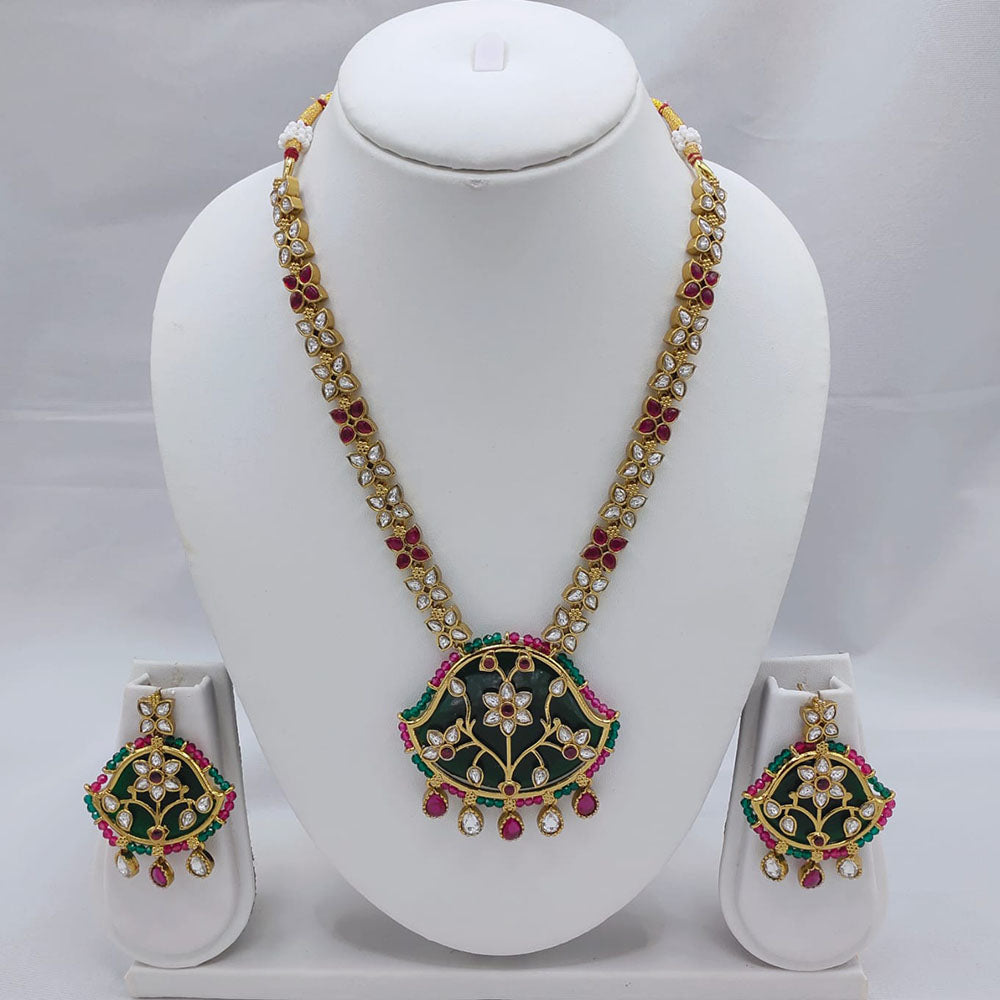 Akruti Collection Kundan Stone Long Necklace Set