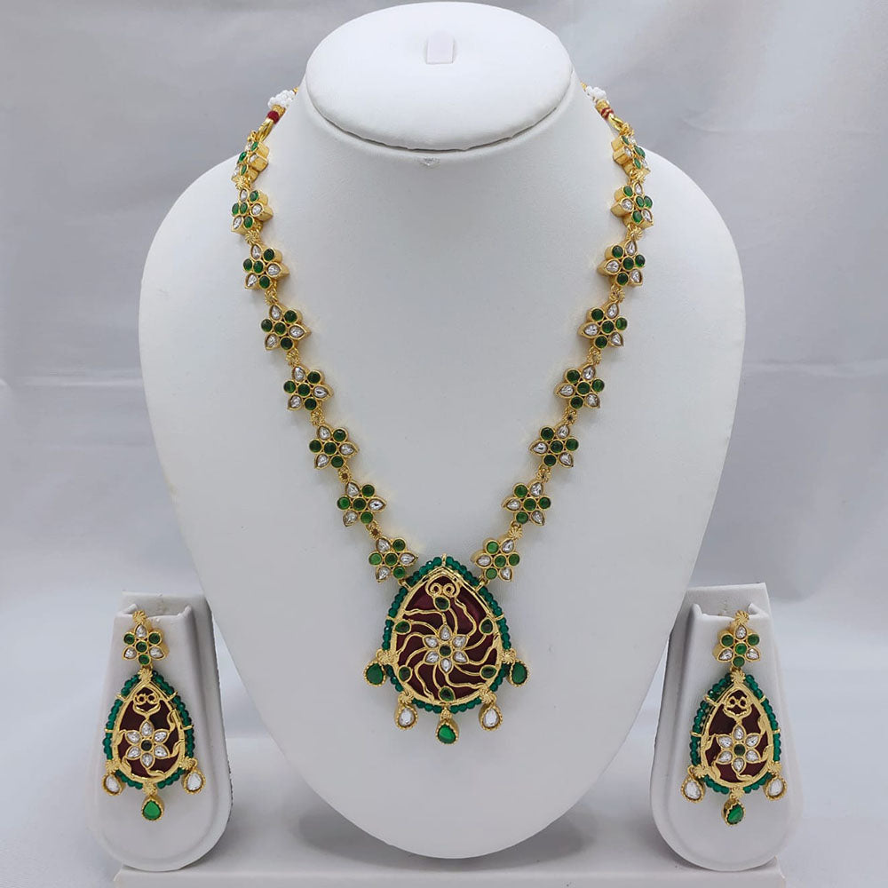 Akruti Collection Kundan Stone Long Necklace Set