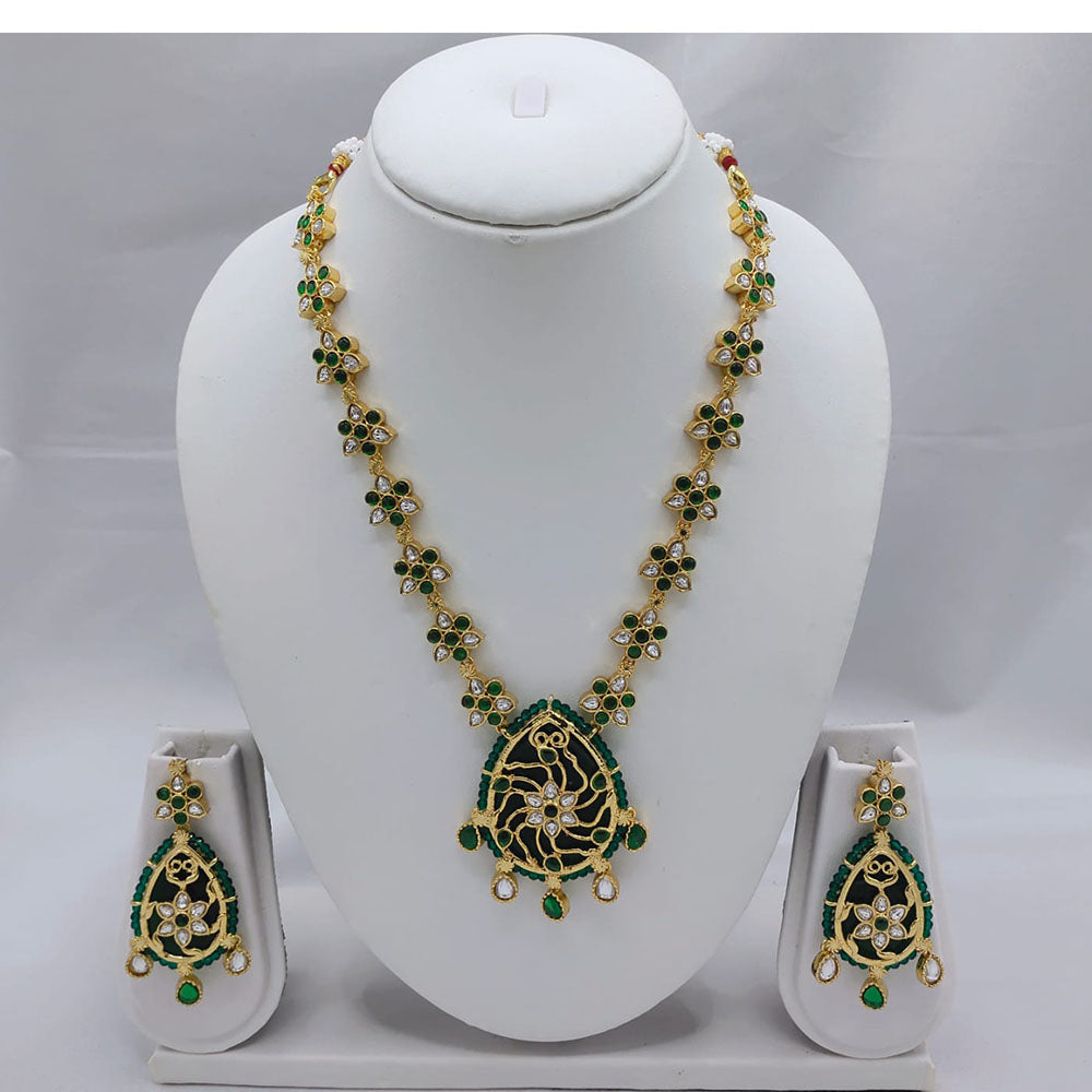 Akruti Collection Kundan Stone Long Necklace Set