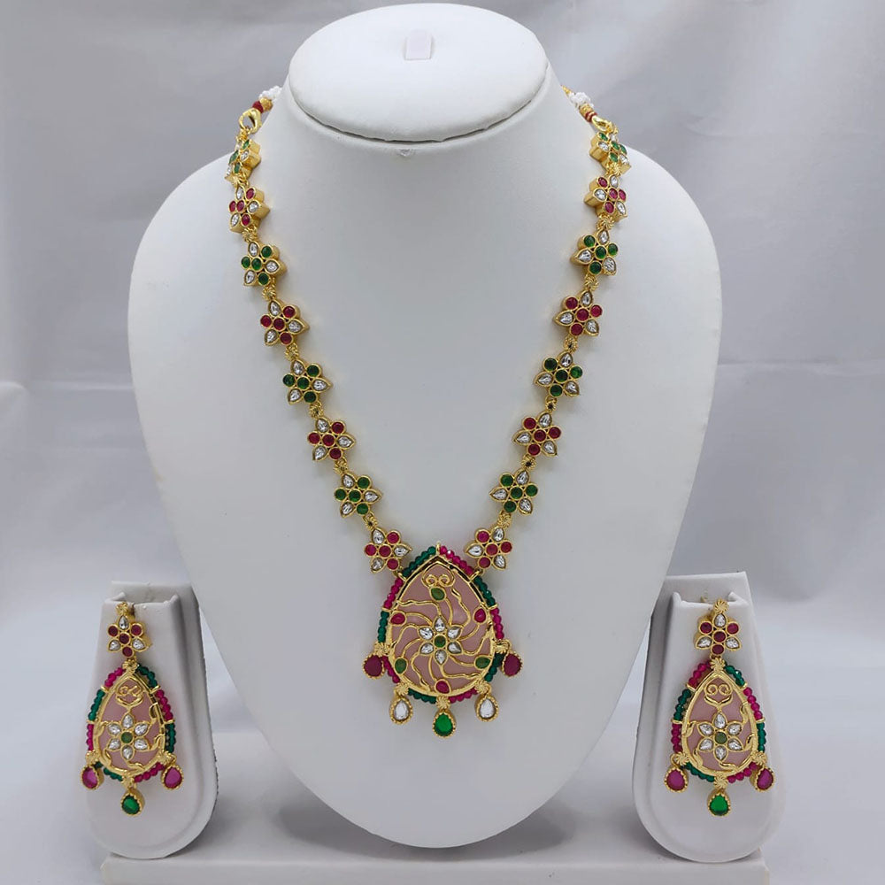Akruti Collection Kundan Stone Long Necklace Set