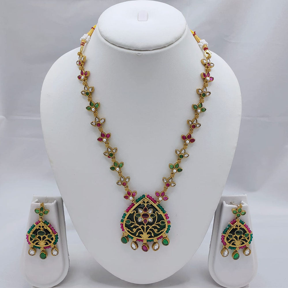 Akruti Collection Kundan Stone Long Necklace Set