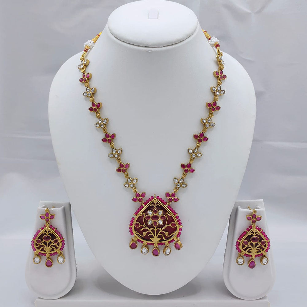 Akruti Collection Kundan Stone Long Necklace Set
