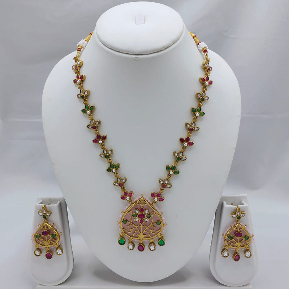 Akruti Collection Kundan Stone Long Necklace Set