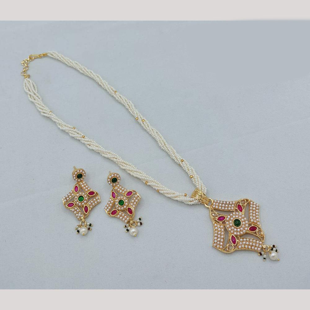 Akruti Collection Royal Radiance Pota Stone And Pearl Necklace Set