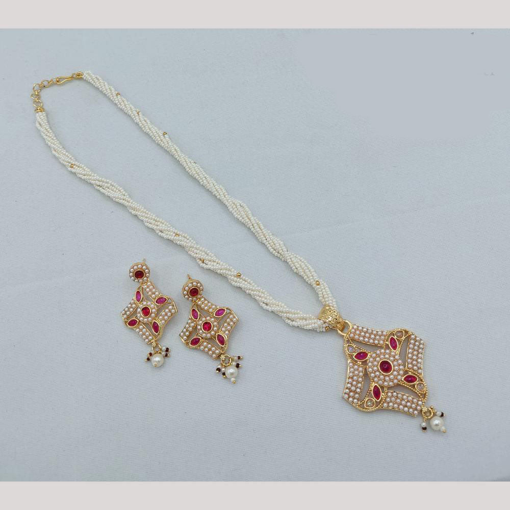 Akruti Collection Royal Radiance Pota Stone And Pearl Necklace Set
