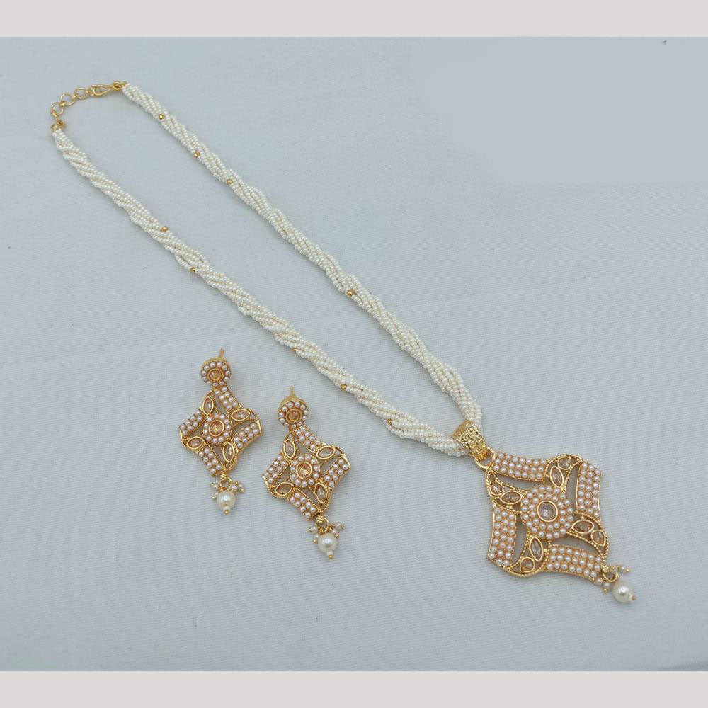 Akruti Collection Royal Radiance Pota Stone And Pearl Necklace Set