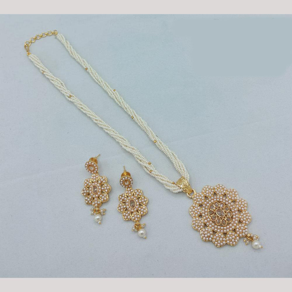 Akruti Collection Royal Radiance Pota Stone And Pearl Necklace Set