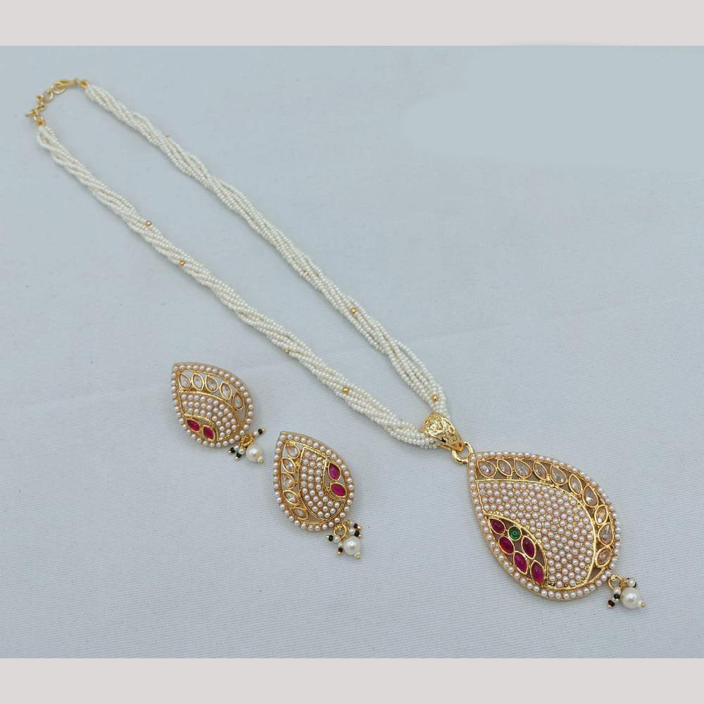 Akruti Collection Royal Radiance Pota Stone And Pearl Necklace Set