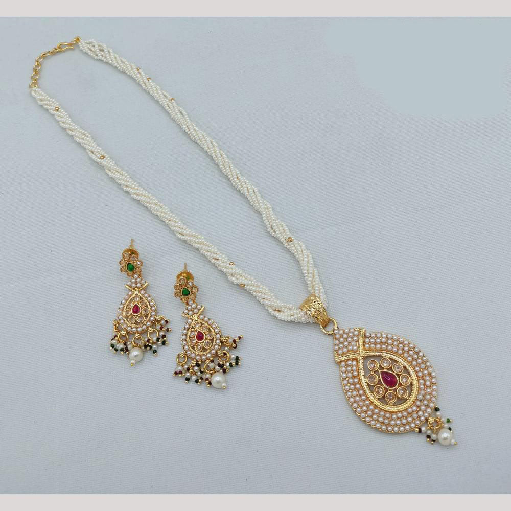 Akruti Collection Royal Radiance Pota Stone And Pearl Necklace Set