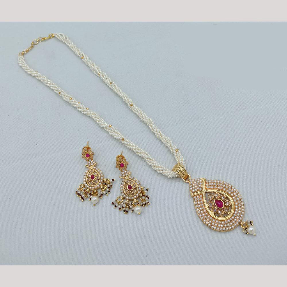 Akruti Collection Royal Radiance Pota Stone And Pearl Necklace Set