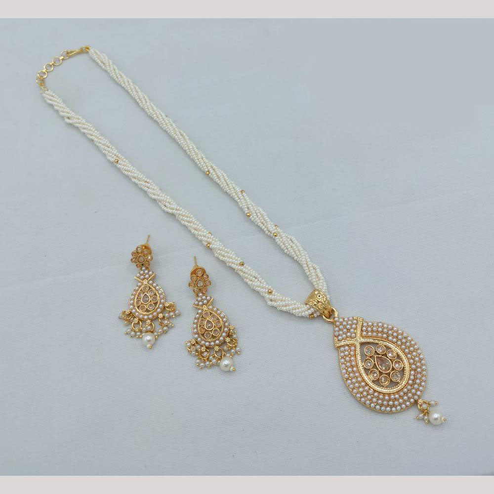 Akruti Collection Royal Radiance Pota Stone And Pearl Necklace Set
