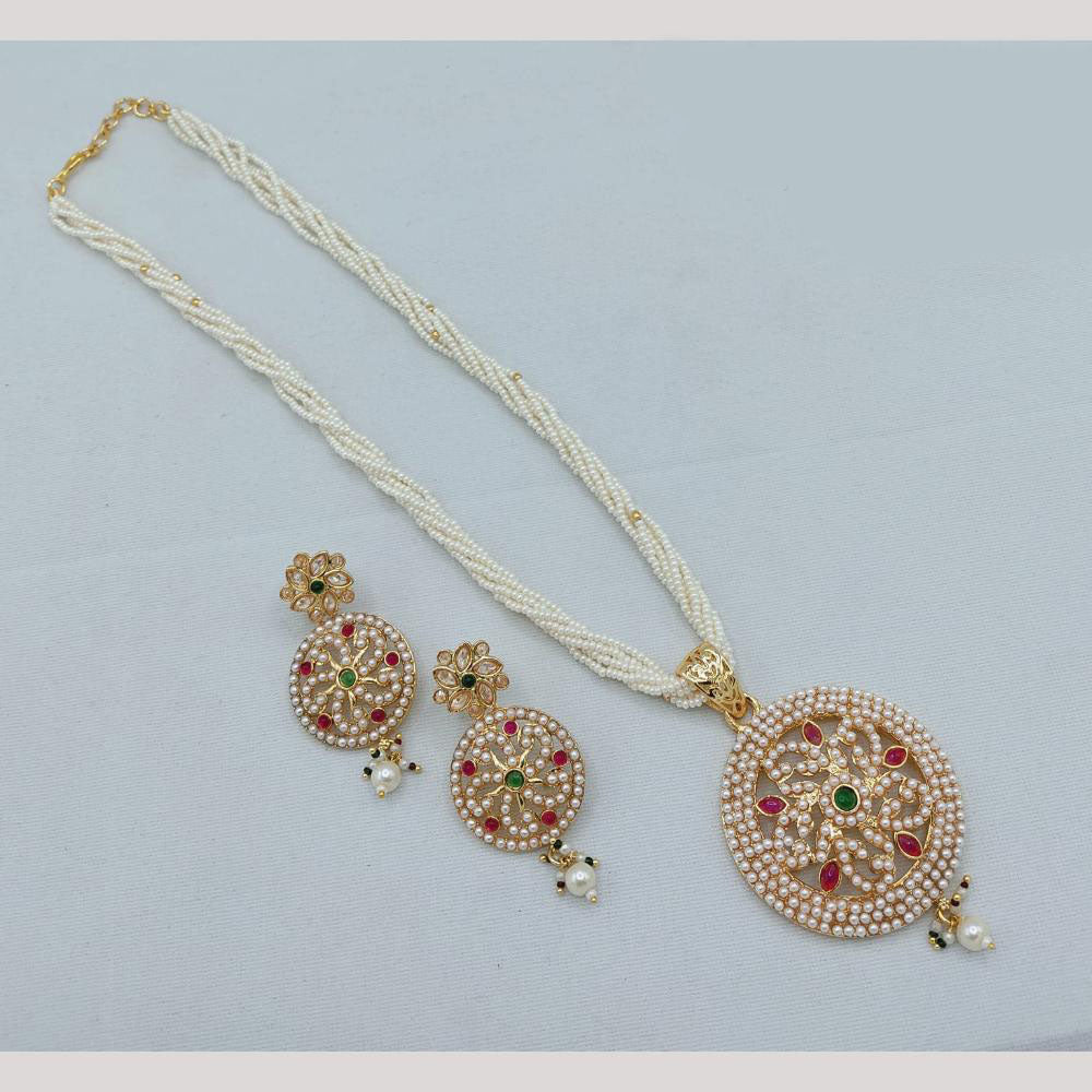 Akruti Collection Royal Radiance Pota Stone And Pearl Necklace Set