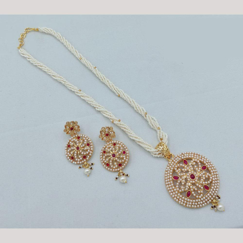 Akruti Collection Royal Radiance Pota Stone And Pearl Necklace Set