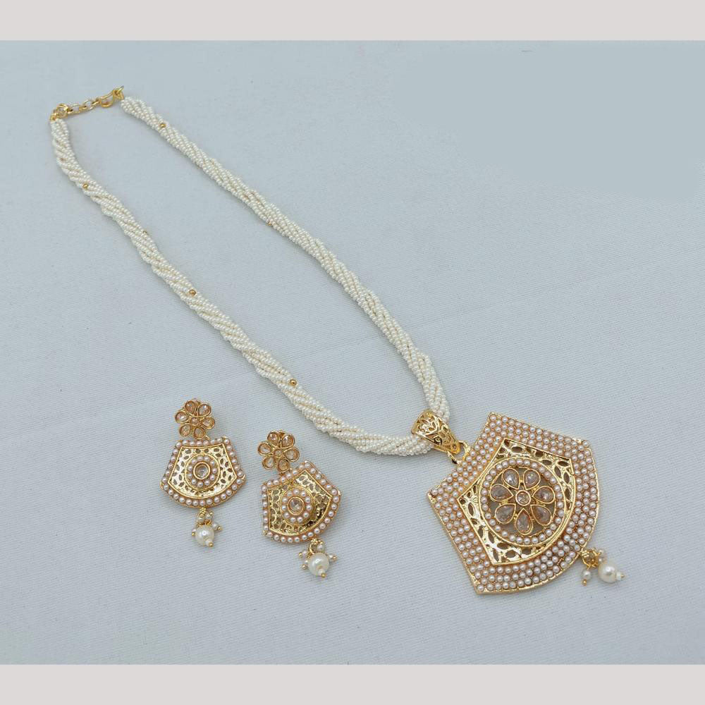 Akruti Collection Royal Radiance Pota Stone And Pearl Necklace Set
