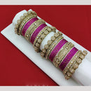 Akruti Collection Matte Majesty Austrian Stone And Pearls Bangle Set