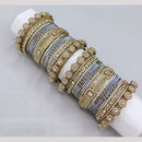 Akruti Collection Matte Majesty Austrian Stone And Pearls Bangle Set