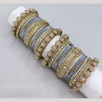 Akruti Collection Matte Majesty Austrian Stone And Pearls Bangle Set