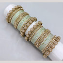 Akruti Collection Matte Majesty Austrian Stone And Pearls Bangle Set