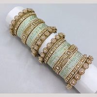 Akruti Collection Matte Majesty Austrian Stone And Pearls Bangle Set