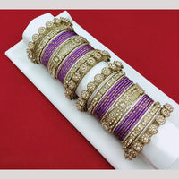 Akruti Collection Matte Majesty Austrian Stone And Pearls Bangle Set