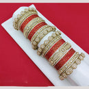 Akruti Collection Matte Majesty Austrian Stone And Pearls Bangle Set