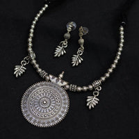 Akruti Collection Ethnic Glam Leaf Design Oxidised Plated Necklace Set