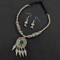Akruti Collection Timeless Oxidised Plated Pota Stone Necklace Set
