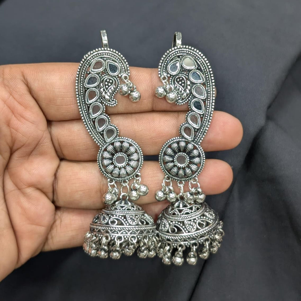 Akruti Collection Stylish Oxidised Plated Jhumki Earrings For Navratri