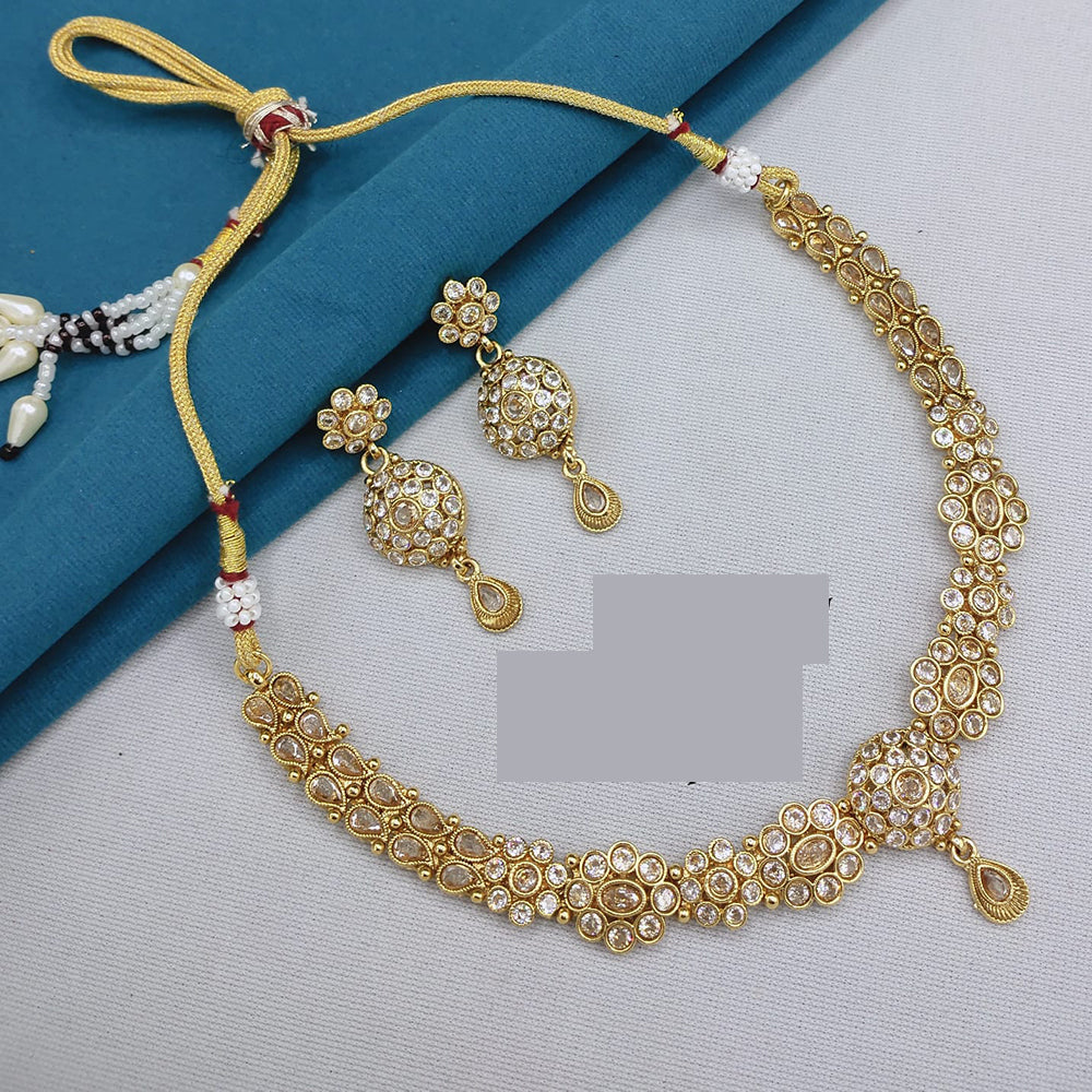 Akruti Collection Crystal Embellished Necklace Set Perfect For Festive And Cultural Celebrations