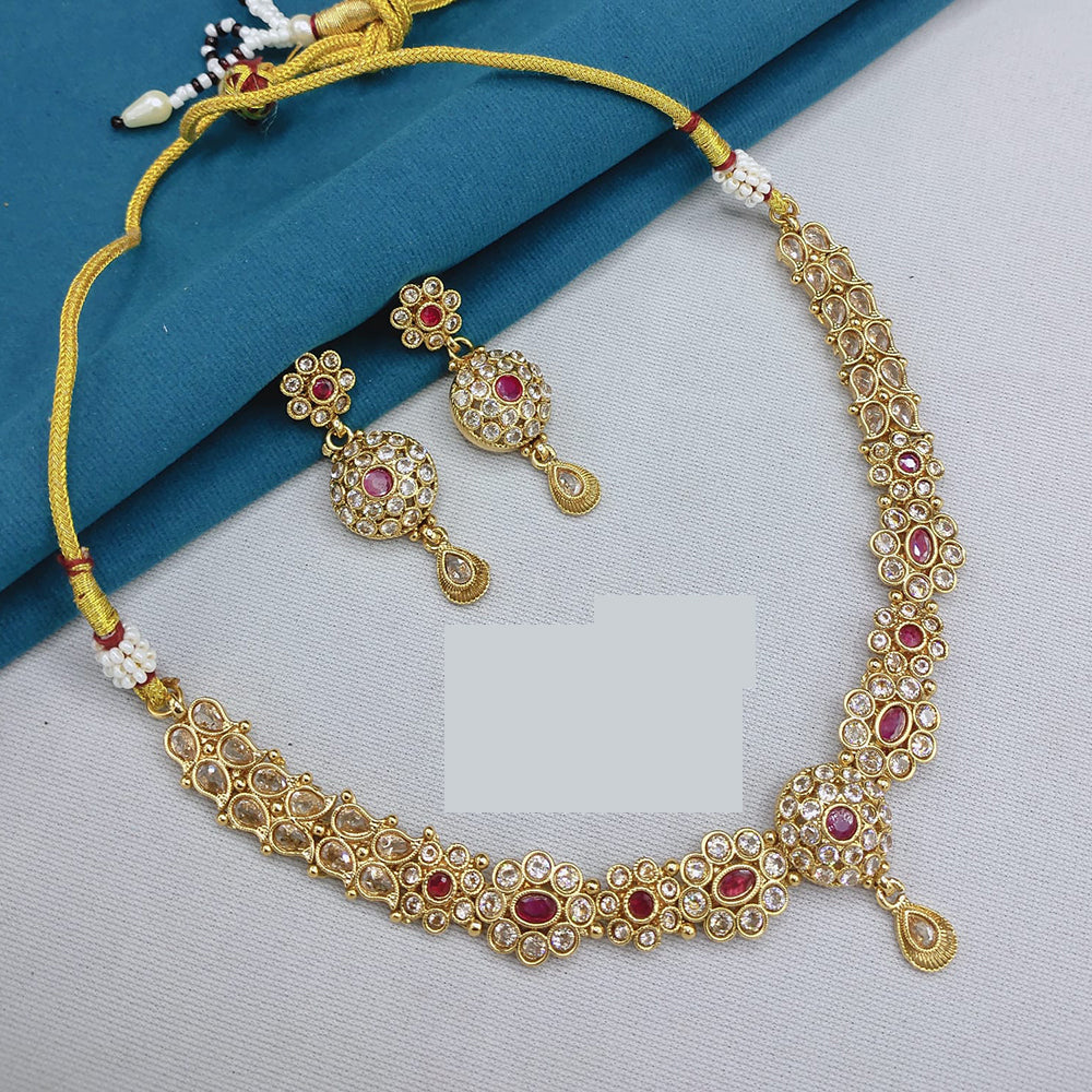 Akruti Collection Crystal Embellished Necklace Set Perfect For Festive And Cultural Celebrations