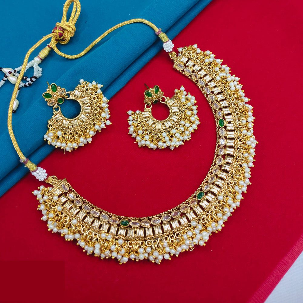 Akruti Collection Stylish Crystal And Pearl Necklace Set Trendy Traditional Jewelery For Fashion Outfits