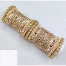 Akruti Collection Antique Gold Bridal Bangle Set With Goddess Motifs , Kundan And Pearl Perfect For Ethnic Wear