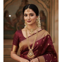 Akruti Collection Dazzling Pota Stone Double Necklace Set