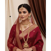 Akruti Collection Dazzling Pota Stone Double Necklace Set