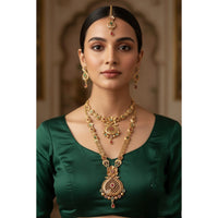Akruti Collection Dazzling Pota Stone Double Necklace Set
