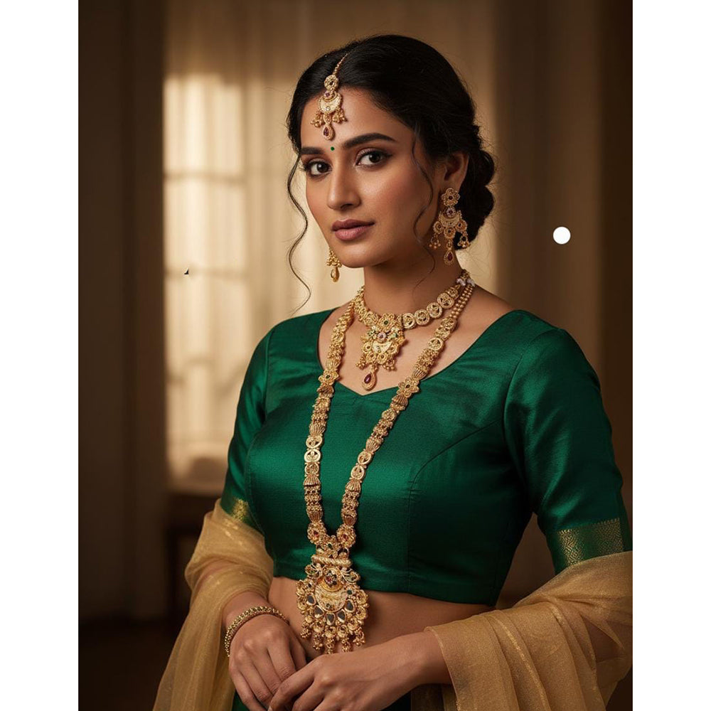 Akruti Collection Dazzling Pota Stone Double Necklace Set