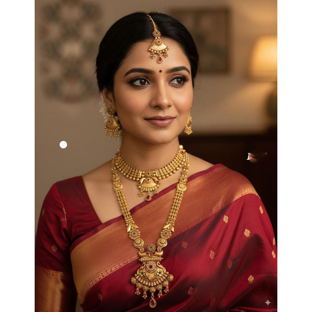 Akruti Collection Dazzling Pota Stone Double Necklace Set
