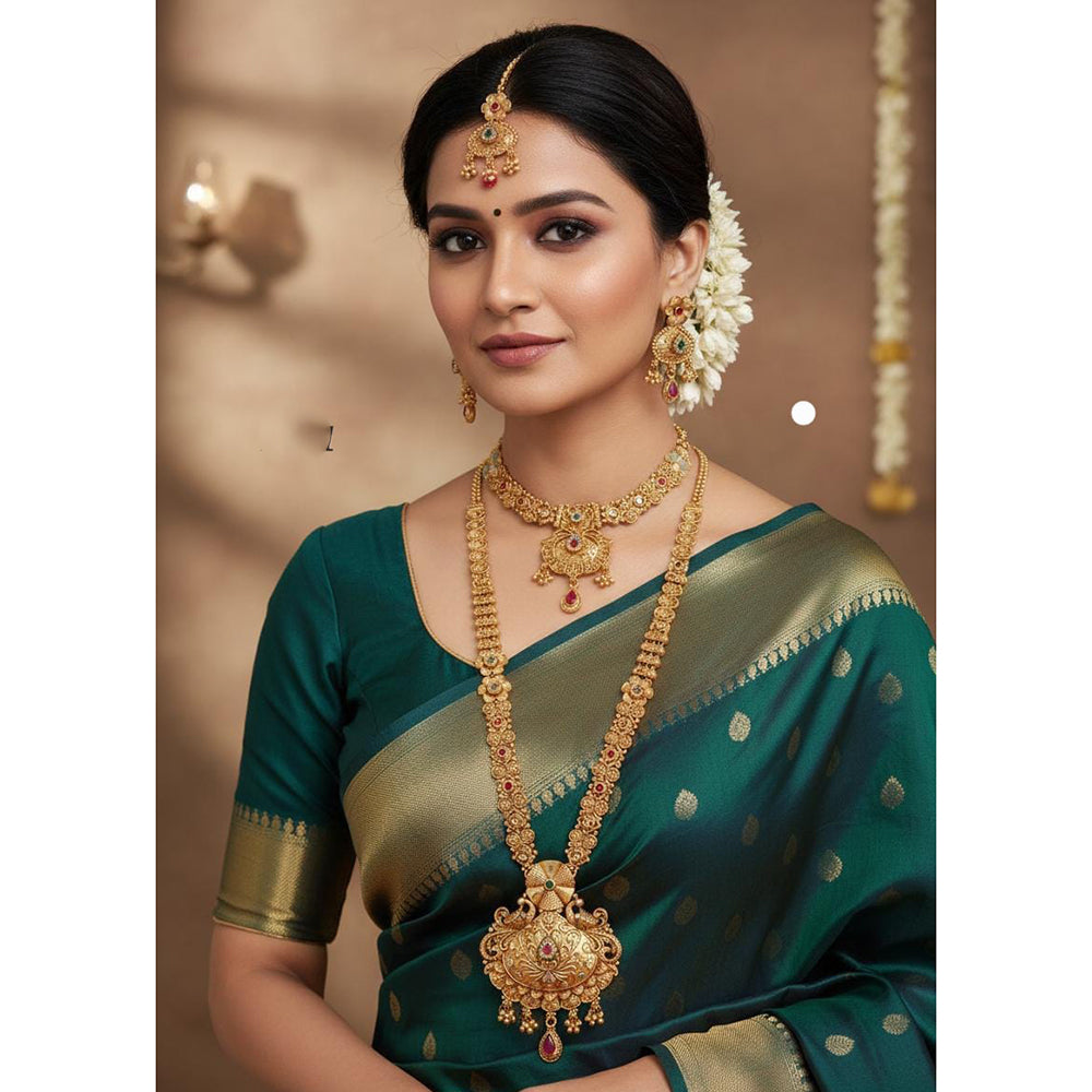 Akruti Collection Dazzling Pota Stone Double Necklace Set