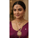 Akruti Collection Royal Heritage Pota Stone And Crystal Double Necklace Set