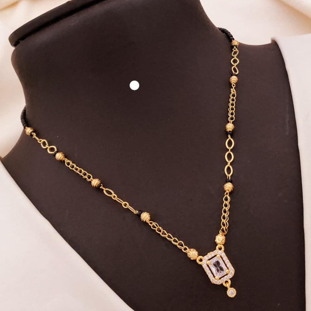 Akruti Collections Graceful Crystal And Austrian Stone Black Bead Mangalsutra