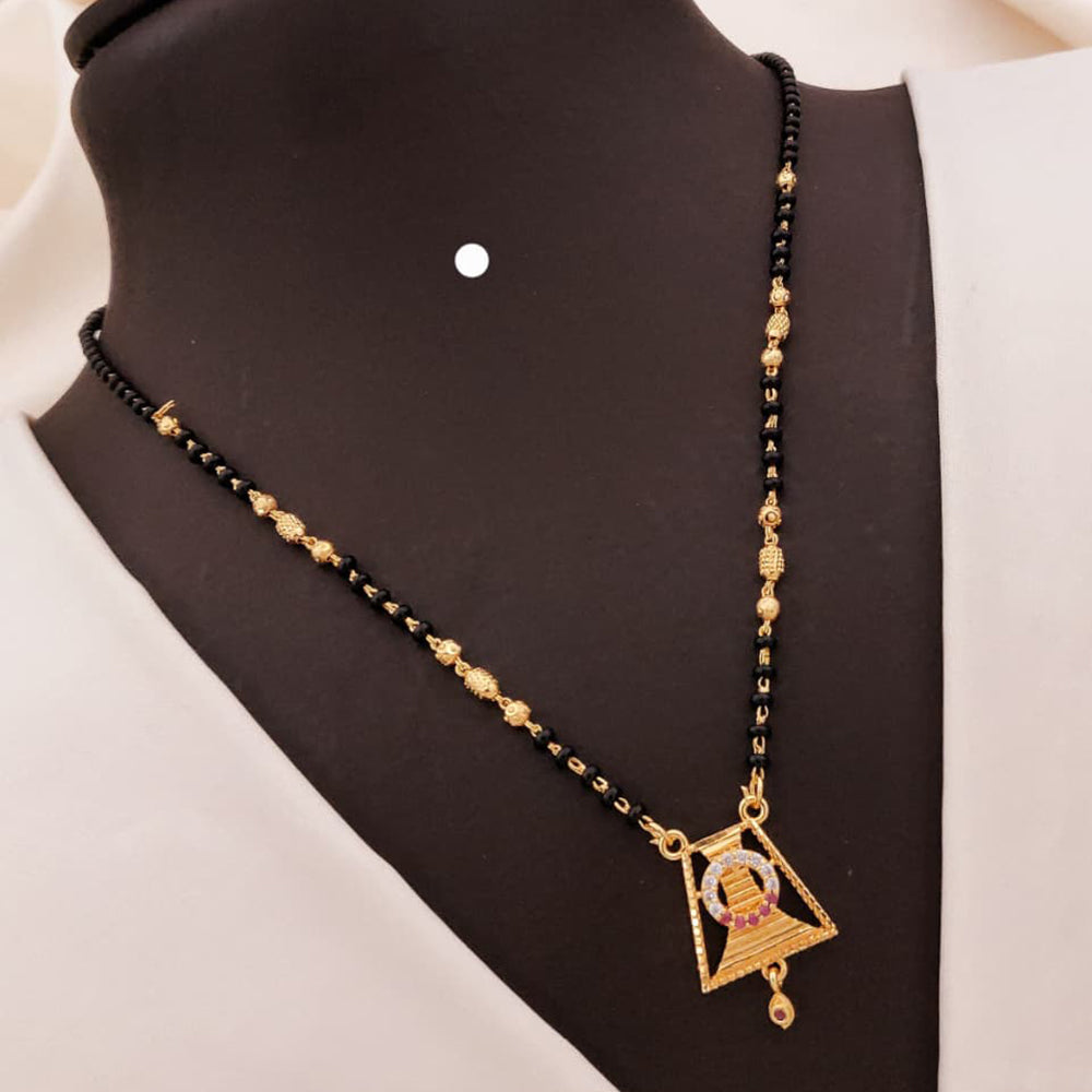 Akruti Collections Graceful Crystal And Austrian Stone Black Bead Mangalsutra