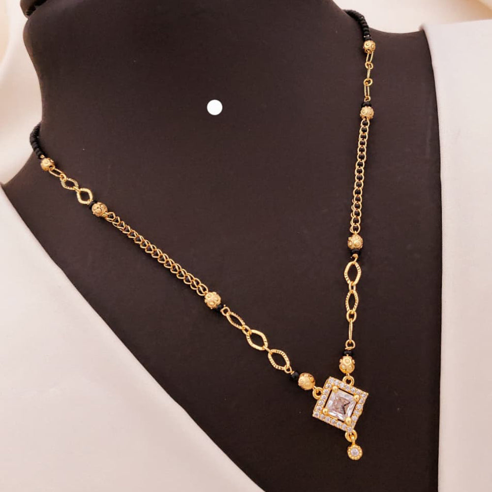 Akruti Collections Graceful Crystal And Austrian Stone Black Bead Mangalsutra