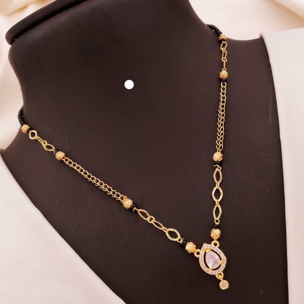 Akruti Collections Graceful Crystal And Austrian Stone Black Bead Mangalsutra