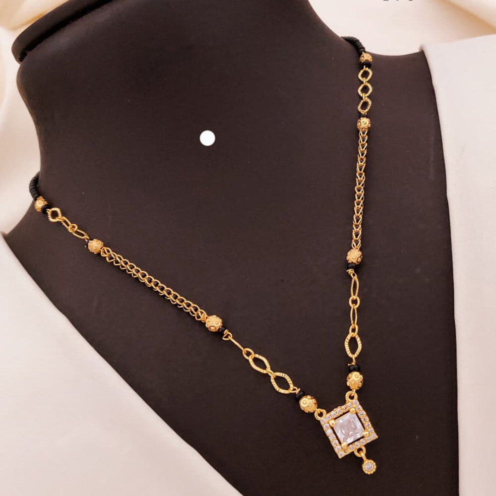Akruti Collections Graceful Crystal And Austrian Stone Black Bead Mangalsutra