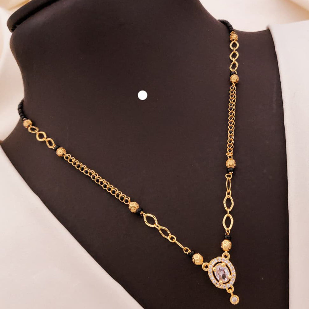 Akruti Collections Graceful Crystal And Austrian Stone Black Bead Mangalsutra