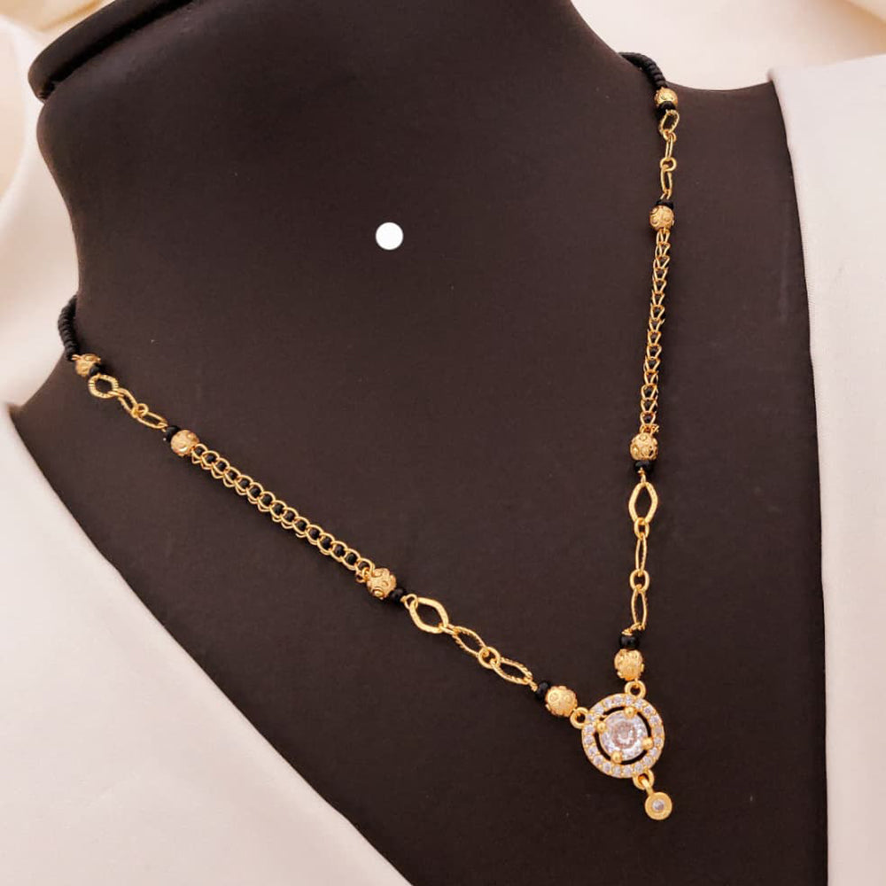 Akruti Collections Graceful Crystal And Austrian Stone Black Bead Mangalsutra