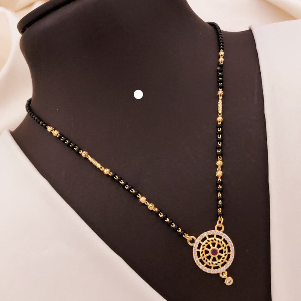 Akruti Collections Graceful Crystal And Austrian Stone Black Bead Mangalsutra