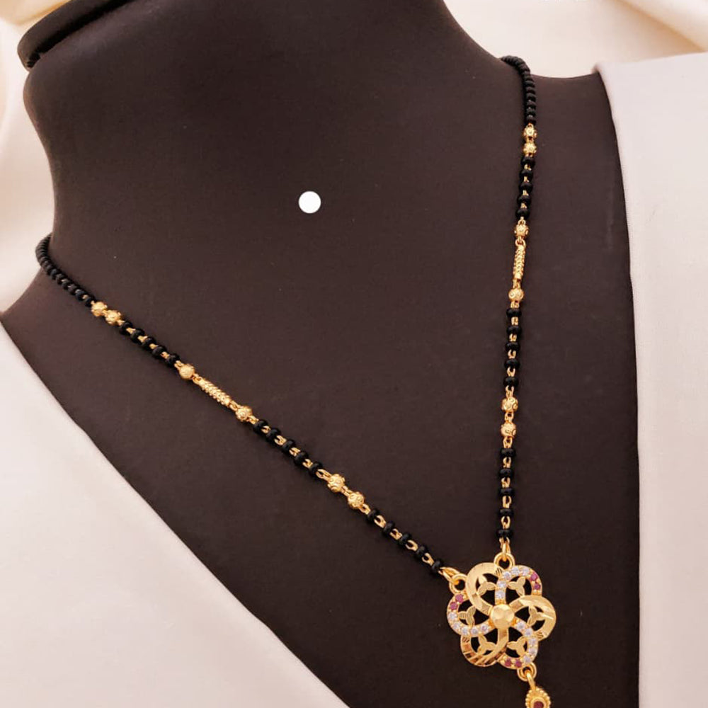 Akruti Collections Graceful Crystal And Austrian Stone Black Bead Mangalsutra
