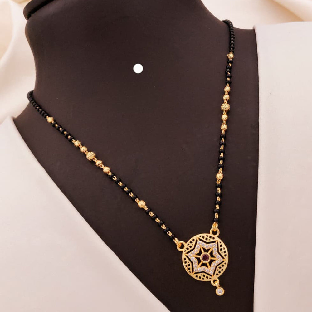 Akruti Collections Graceful Crystal And Austrian Stone Black Bead Mangalsutra