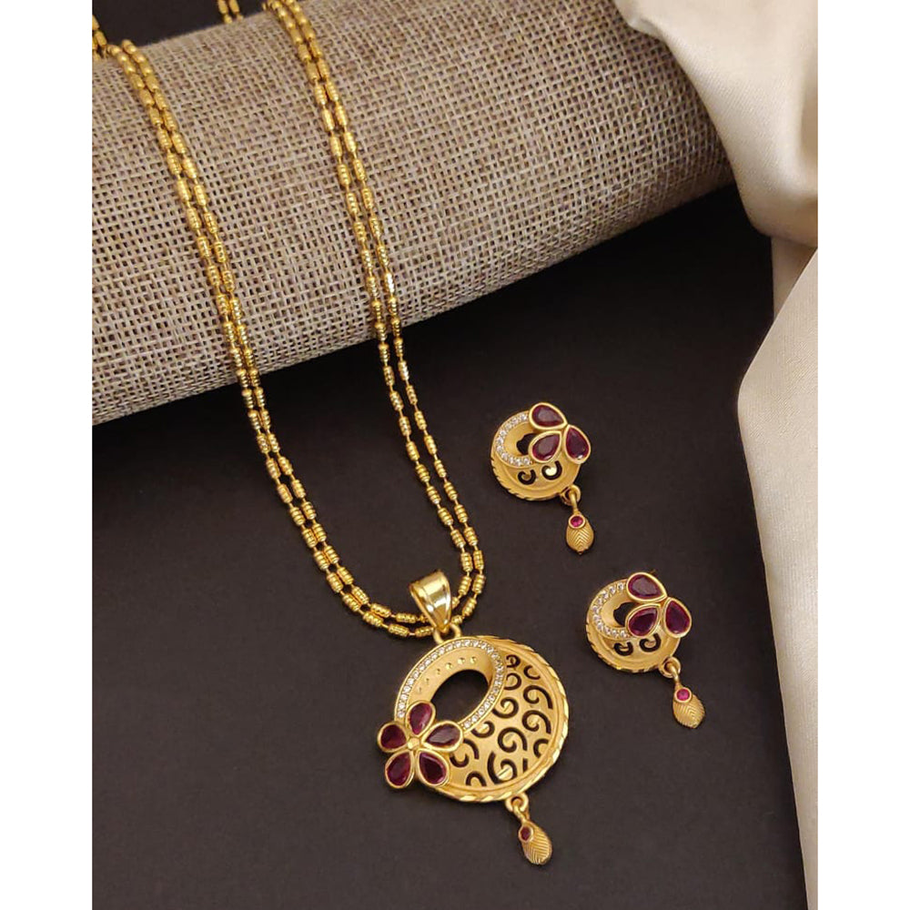 Akruti Collection Royal Glow Pota And Austrain Stone Necklace Set
